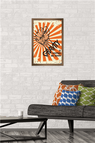 Lunch Hour Productions - Gravity Keeping Me Down Wall Poster, 14.725" x 22.375" Framed