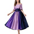 thumbnail image 2 of Meichang Medieval Renaissance Dress for Women Vintage Short Sleeve Color Block Patchwork Peasant Dresses with Corset Lace Up Victorian Gothic Dress, 2 of 9