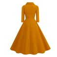 thumbnail image 5 of Miqool Women's 1950s Vintage Tea Party Cocktail Dresses 3/4 Sleeve Lapel A-Line Swing Midi Dress Prom Formal Dresses Work Church Dress, 5 of 9