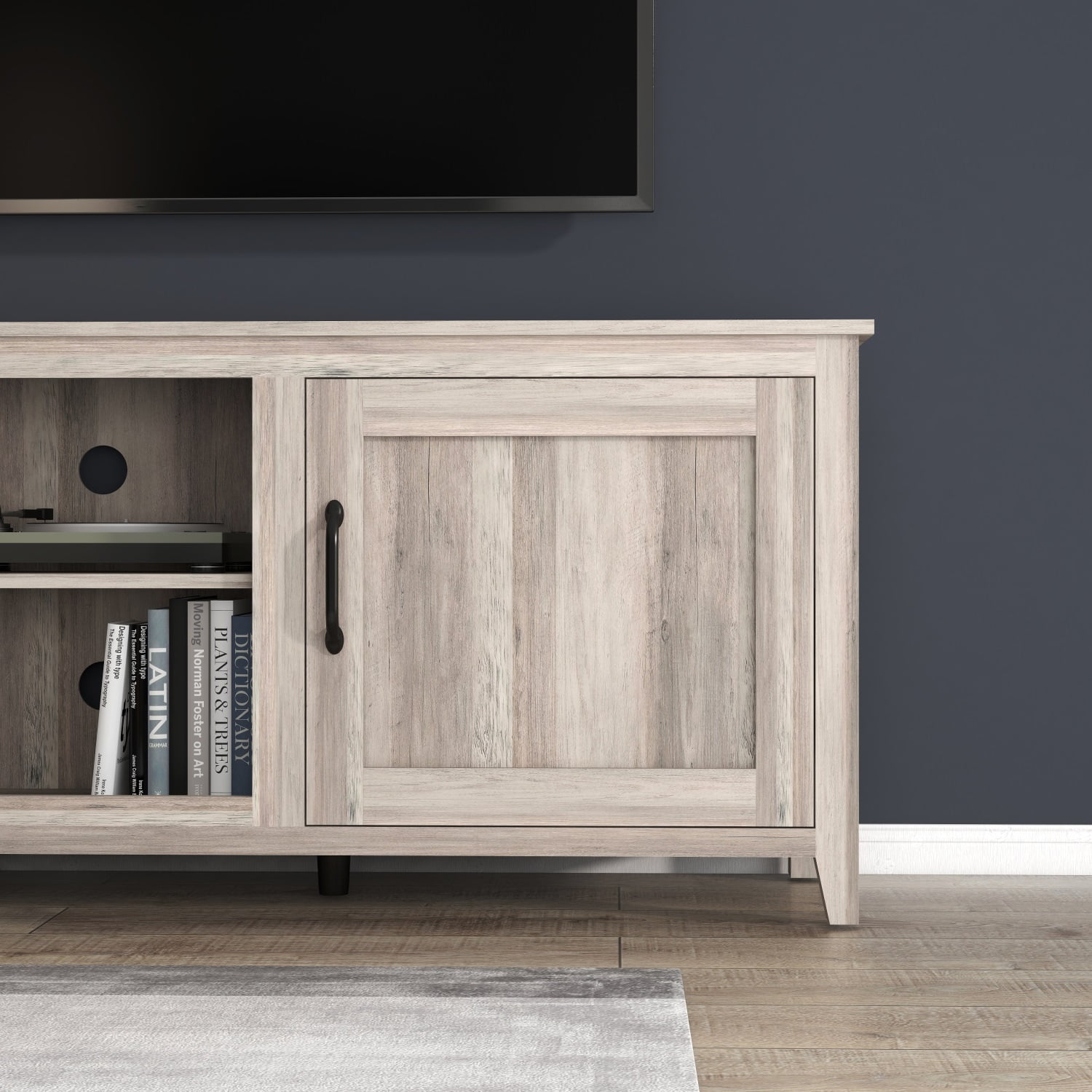 Kadyn Modern Farmhouse TV Stand, Particle Board TV Console with Two Doors, Media Console Entertainment Center for TVs up to 60", Grey