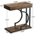 thumbnail image 2 of Tribesigns Narrow Side Table, Side Table C Shaped End Table Bedside Table for Couch, Sofa Table with Metal Frame for Living Room (1, Brown+Black), 2 of 5