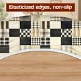 thumbnail image 3 of Neutral Patchwork Plaid Round Tablecloth \u2013 Fitted Circle Table Cover with Elastic Edge, Waterproof & Washable Polyester Table Cloth for 35" to 42" Indoor/Outdoor Tables, 3 of 4