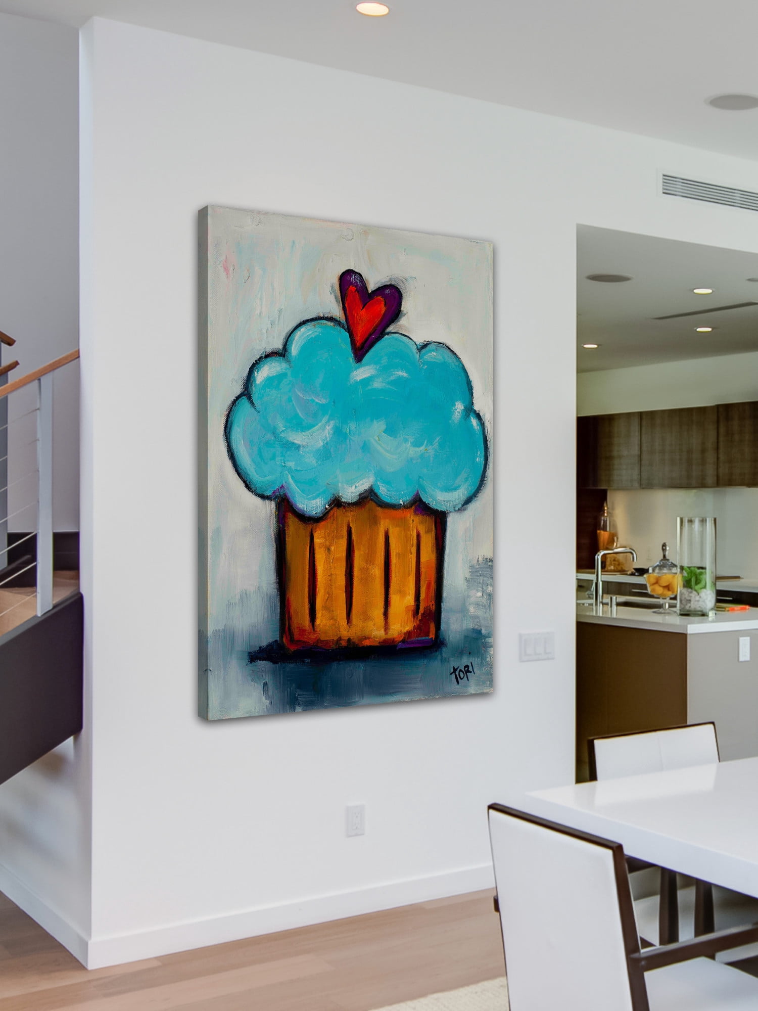 Marmont Hill "Blue Cupcake" by Tori Campisi Painting Print on Canvas