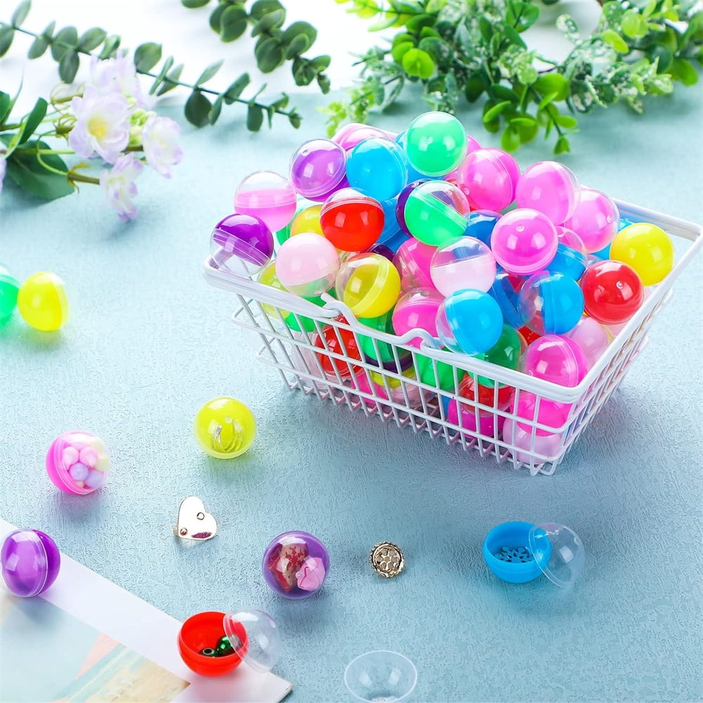 NOGIS 150 Pcs Gumball Vending Machine Capsules Empty Clear Colored Round Capsules Random Colors Plastic Containers Toy Capsules for Prizes Party Favors (1.1 Inch)