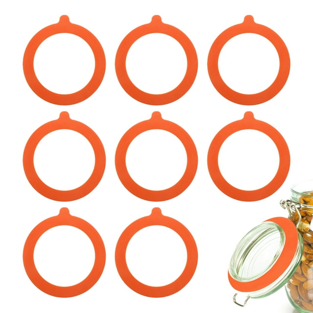 Uxcell 9 Pcs Sellos de goma para frascos de vidrio 3.7 pulgadas OD anillo de sellado de silicona, naranja