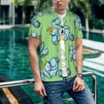 thumbnail image 6 of Zufioo Motorcycle Riding Dinosaur Print Men's Baseball Short Sleeve, Moisture Wicking Button-Down Hip Hop Tee-Large, 6 of 7