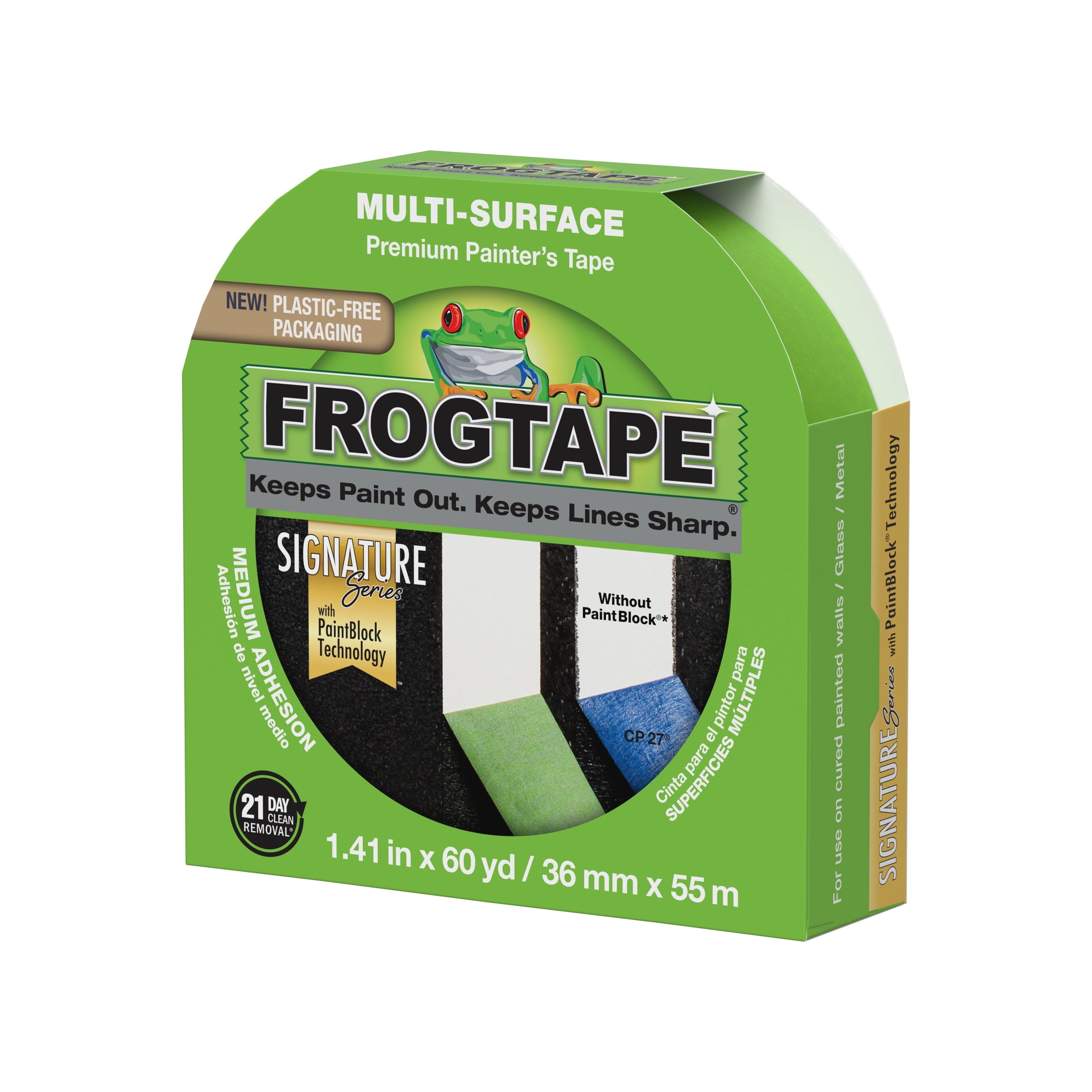 (6 pack) FrogTape Multi-Surface Painter's Tape - Green, 1.41 in. x 60 yd.