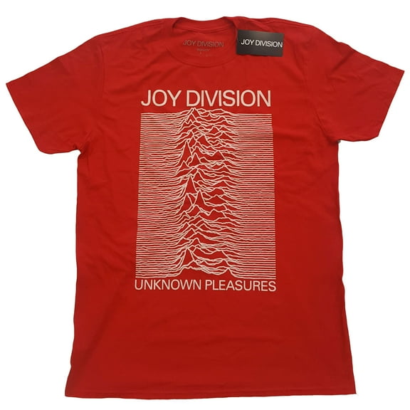 Joy Division Unisex T-Shirt Unknown Pleasures White On Red (X-Small)