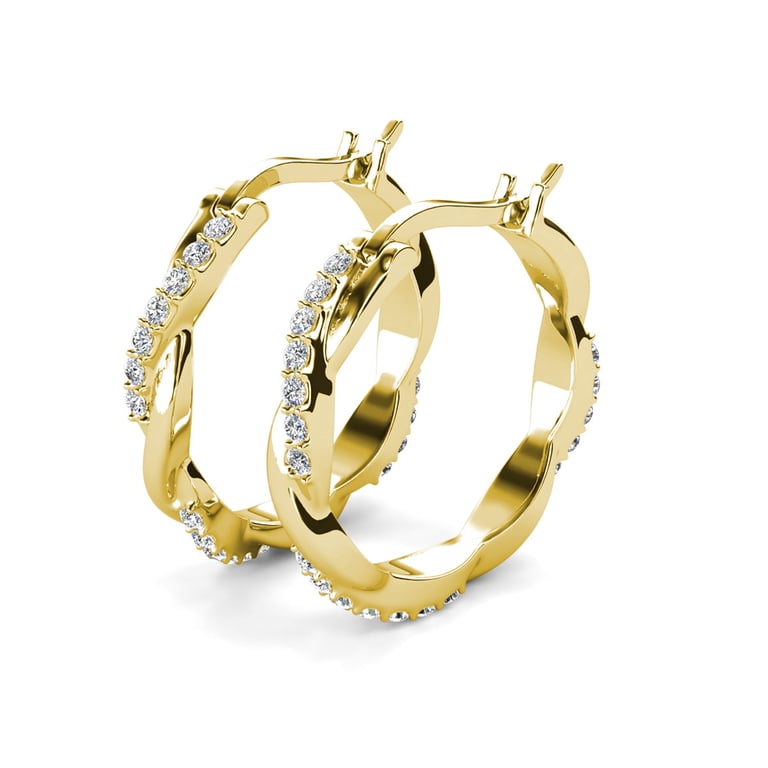 Cate & Chloe Lauren 22mm Twisted Gold Hoop Earrings with Swarovski Crystals photo 8