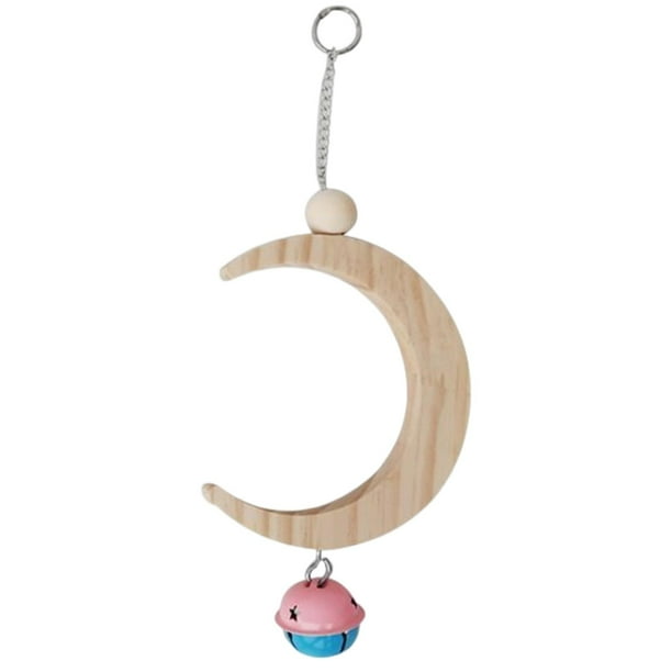 Jaula de madera con juguetes colgantes para pájaros, percha resistente a mordiscos, columpio nido. 1 pieza 14 cm
