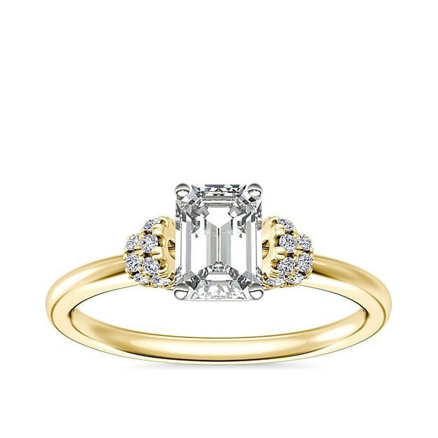 0.65 Carat Excellent Emerald Cut Real Diamond New Design Solitaire Ring for Wedding Solid 18K Yellow Gold Size 11