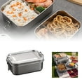 thumbnail image 1 of Stainless Steel Double Layer Lunch Compartment Lunch Student Square Outdoor Style Fresh Keeping Pantry Organization And Storage Storage Trays for Organizing Glass Storage Divided Food Storage, 1 of 4