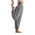 thumbnail image 3 of Sngxgn Pants for Women Elastic Waist Straight Leg Pants Casual Loose Comfy Lounge Trousers with Pockets(Grey,S), 3 of 8