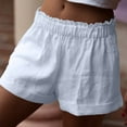 thumbnail image 4 of Cmfcve Women's Linen Shorts Plus Size Loose Wide Leg Sweat Shorts High Waist Straight Summer Shorts, 4 of 7