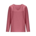 thumbnail image 4 of Aoiroe Linen Tops for Women 3/4 Sleeve V Neck Cotton Shirts Casual Jacquard Boho Blouse Pink L, 4 of 6