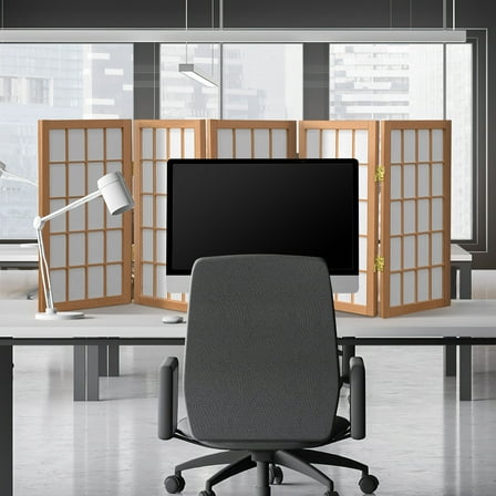 2 ft. Tall Desktop Window Pane Shoji Screen - Natural - 5 Panels