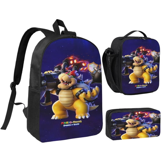 Bowser Three piece backpack set young backpack combination backpack lunch bag pencil case