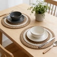 thumbnail image 6 of Naittoop 4 PCS Round Placemats,2D Printed Round Linen Placemats,Washable Heat Resistant Placemats for Kitchen Dining Table Decor Farmhouses Home Decorative Mats 15 in, 6 of 6