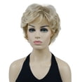 thumbnail image 2 of Women's Short Curly Wavy Wig Synthetic Hair Full Wig for Daily Use, 6 inches, Blonde Mix, 2 of 11