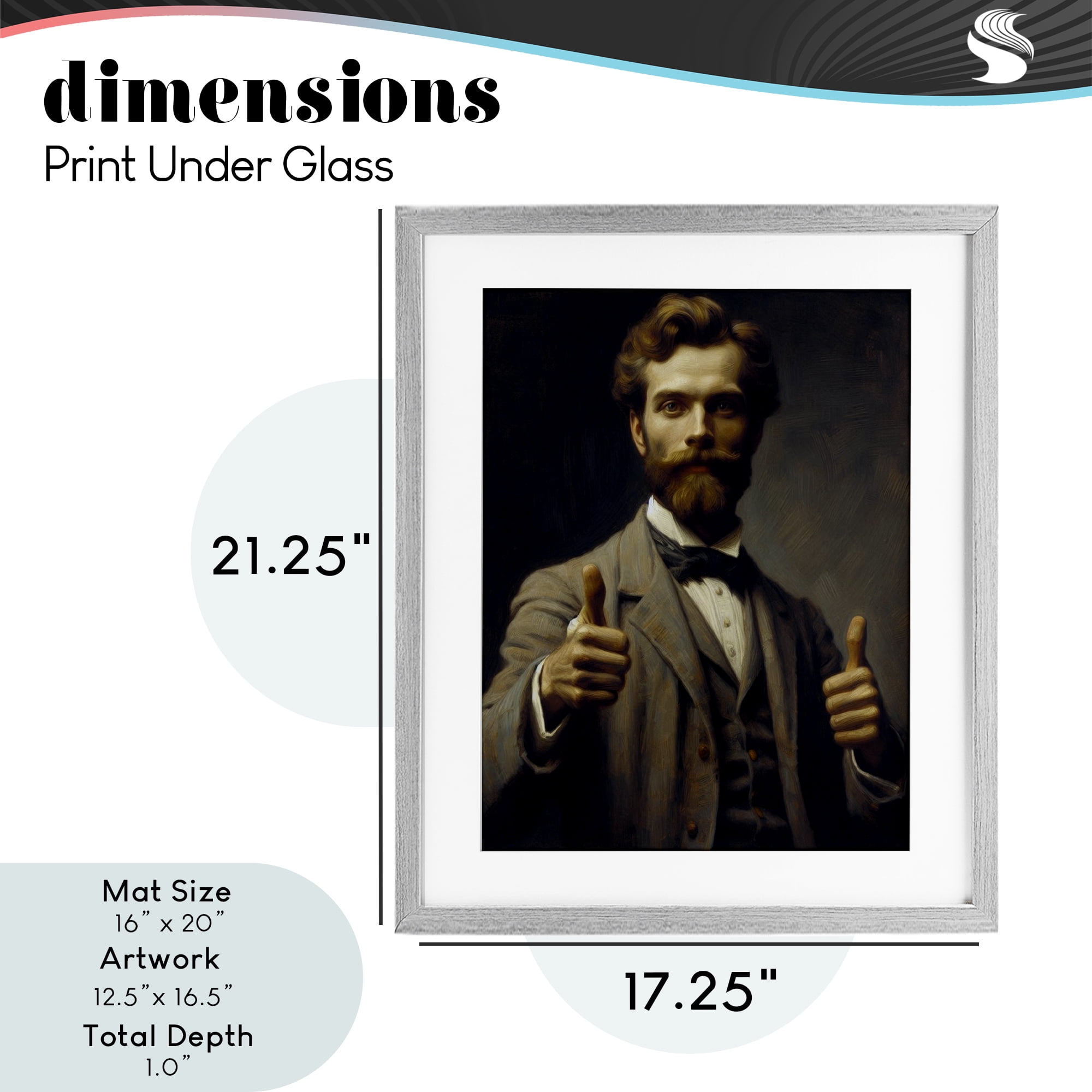 Funny Thumbs Up Gentleman Gray Framed Print Under Glass, design by Lettered and Lined