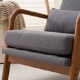 thumbnail image 6 of IVV Mid-Century Modern Accent Chair with Wasit Pillow and Padded Seat, High Back Linen Fabric Upholstered Lounge Armchair with Solid Wood Frame for Living Room, Bedroom, Balcony, Gray, 6 of 10