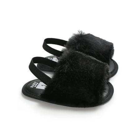 

LWXQWDS Baby Girl Princess Fluffy Fur Sandals Slippers Crib Shoes 0-18M