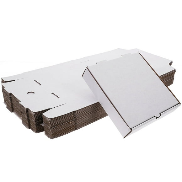 KONTONTY 30Pcs Recyclable White Pizza Boxes for Home and Commercial Use Food Corrugated Style