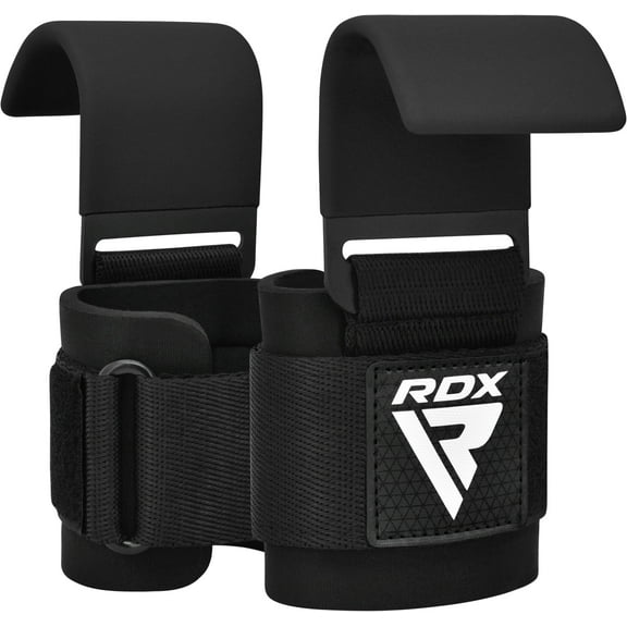 RDX Weight Lifting Hooks Straps Pair, Non-Slip Rubber Coated Grip, 7mm Neoprene Padded Wrist Support Powerlifting Deadlift Pull Up Fitness Strength Training Wrap, Gym Bodybuilding, Workout