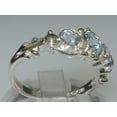 thumbnail image 3 of LBG British Made 18k White Gold Natural Aquamarine Womens Trilogy Ring - 33 size options - Sizes 4 to 12 Available, 3 of 6