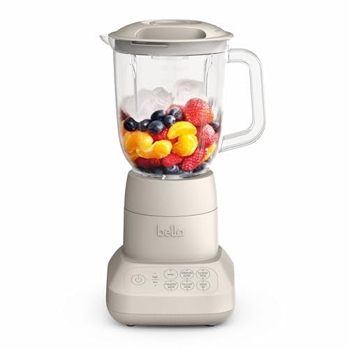 Bella licuadora, exprimidor y batidora de encimera de 10 velocidades, utensilios de cocina Fits-anywhere™, diseño delgado y plegable, jarra y tapa de 48 oz de capacidad apta para lavavajillas, hoja de