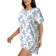thumbnail image 3 of Womens Pajama Sets With Pocket, Abstract Cute Poodle Dog Blue Lounge Sets Short Sleeve Sleepwear PJ Sets for Women, 3 of 6
