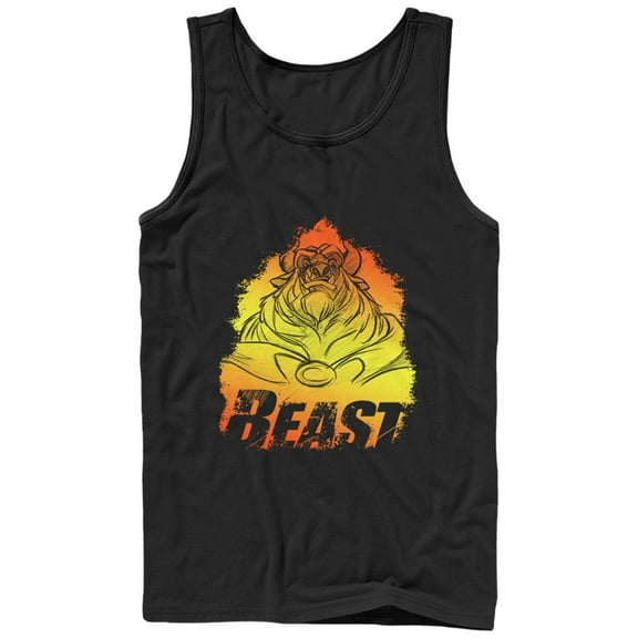 Men's Beauty and the Beast Sketch Profile Tank Top Black 2X Large