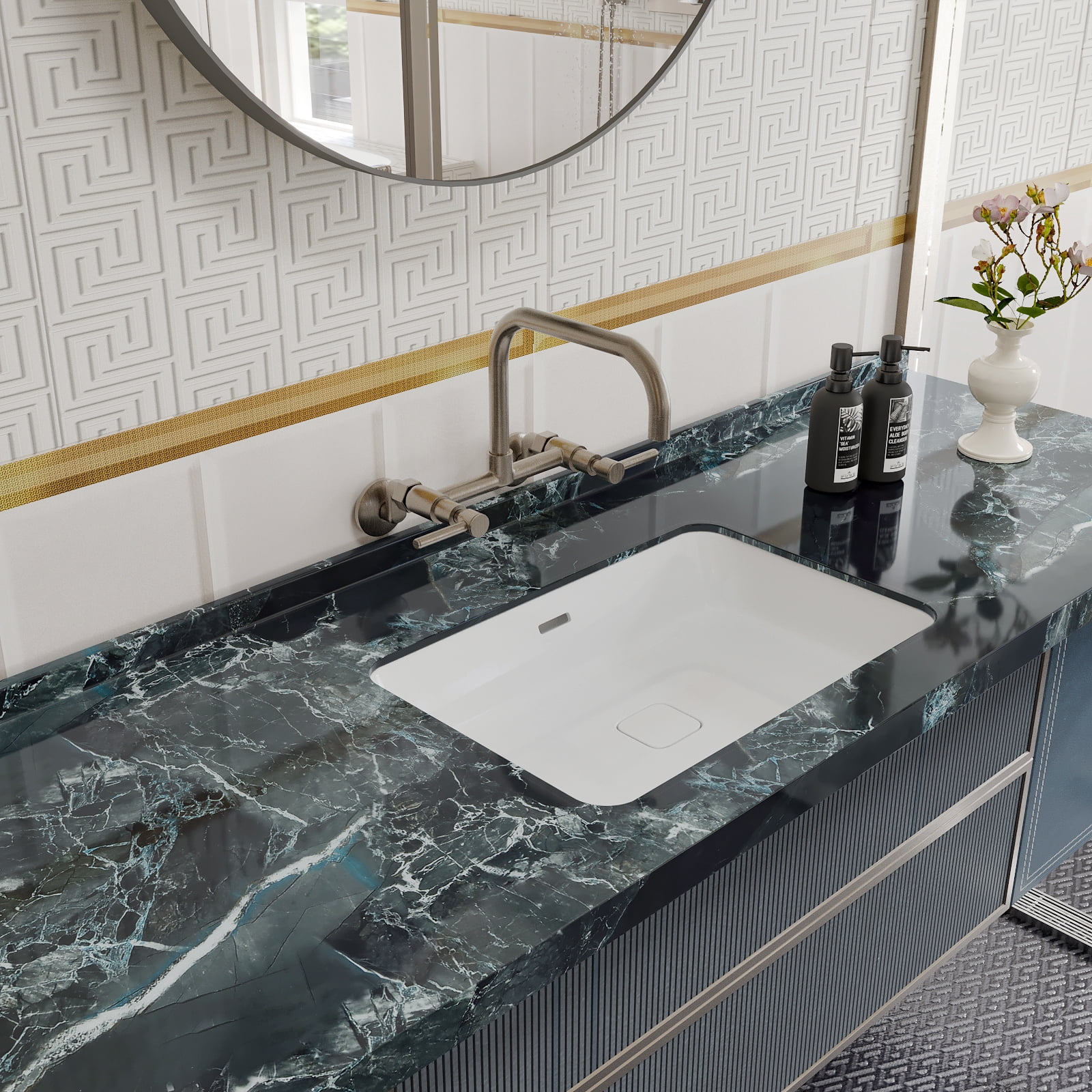 CHIHUT Marble Contact Paper for Countertops Waterproof Glossy Emerald Black Peel and Stick Wallpaper for Bathroom Self Adhesive Thick Roll for Kitchen Bedroom Cabinets Table Desk Cover 12"x100"