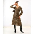 thumbnail image 3 of Brown Animal Printed Long Sleeve Midi Dress, 3 of 8