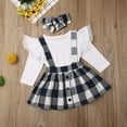 thumbnail image 5 of Douhoow 0-5Y Toddler Baby Girls Clothes Outfit Long Sleeve Ruffled Lace Top Plaid Suspender Skirt, 5 of 9