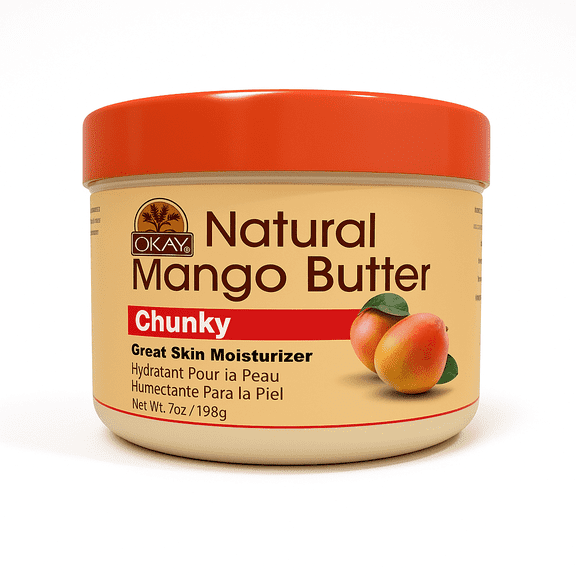 OKAY Pure Naturals Mango Butter 100% Pure Chunks 8 oz – Natural Skin & Hair Moisturizer for Dryness Relief, Elasticity & Anti-Aging Nourishment
