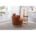 thumbnail image 3 of 360° Swivel Barrel Chair with Gold Stainless Steel Base, Teddy Accent Chairs with Thick Cushion, Round Barrel Armchairs Reading Chairs for Living Room Bedroom Waiting Room, Brown, 3 of 9
