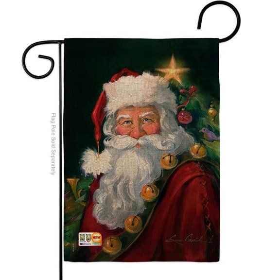 13 x 18.5 in. Santa Portrait Burlap Winter Christmas Impressions Decorative Vertical Double Sided Garden Flag