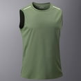 thumbnail image 2 of Men'S Solid Color Sleeveless Tank Top Breathable Mesh Athletic Shirt With Reflective Stripes For Running Workout Gym And Daily Training Activities Tank,Army Green,XL, 2 of 8