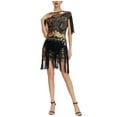 thumbnail image 2 of Fsqjgq Summer Dresses for Women 2024 Evening Party Dress Elegant Formal Black Dress Vintage Dress 1920s Flapper Short Dress Sequin Beaded Fringe Dress for Party Black Dress Mini Dress Wo XL, 2 of 6