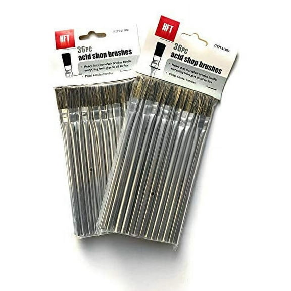 Horsehair Bristle Acid Shop Brushes, 1/2-inch (2 Packs of 36)