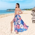 thumbnail image 6 of FORMRS Womens Long Sarong Beach Wrap Semi-Sheer Bikini Skirt Bathing Swimsuit Cover Up, Pink Flowers Pattern, 6 of 7
