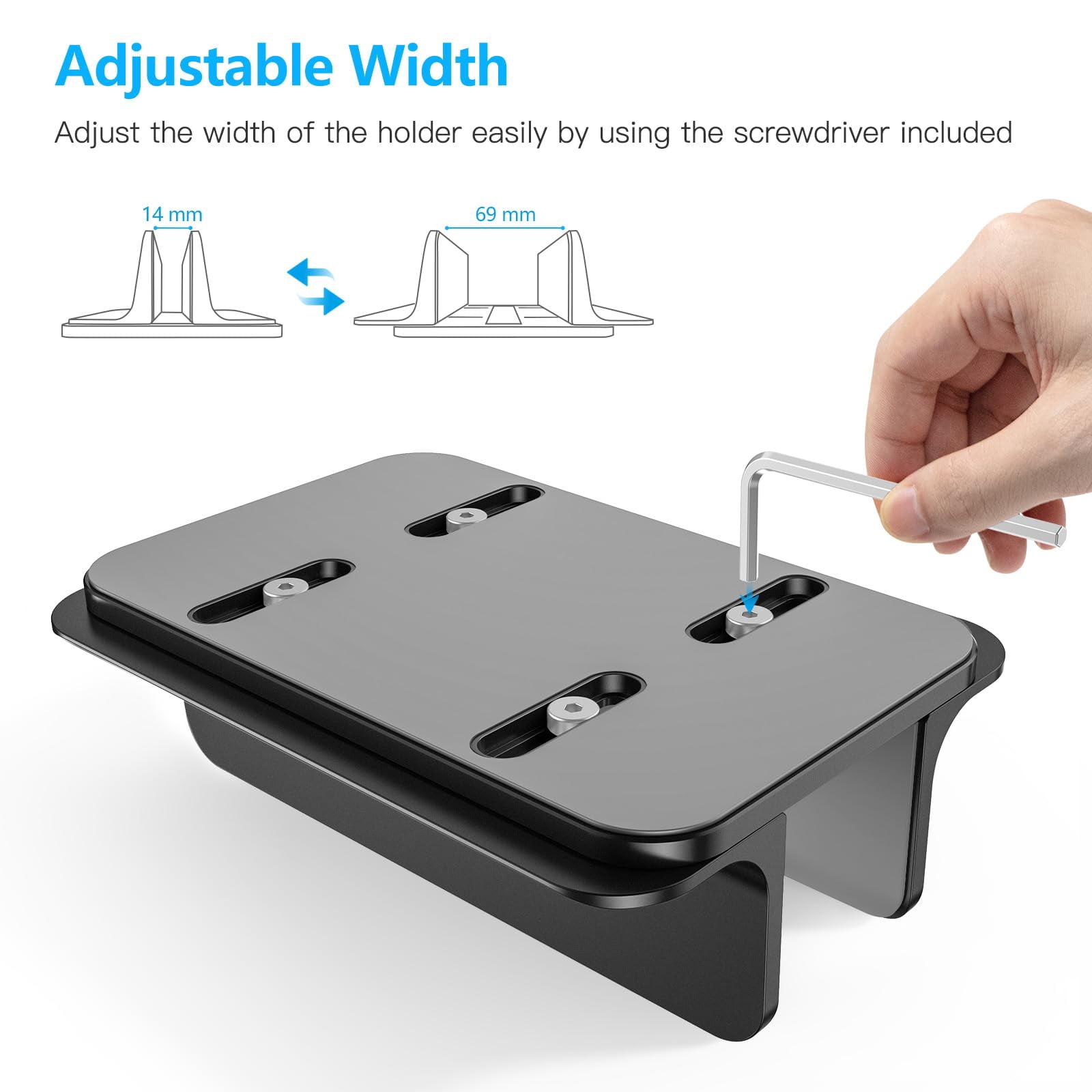 Vertical Laptop Stand Holder  Desktop Aluminum For Macbook With Adjustable Dock Size Fits All Surface Chromebook And Gaming Laptops (up To 17.3 Inches) Black