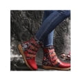 thumbnail image 5 of Frontwalk Womens Booties Zip Up Ankle Boot Mid Calf Flat Boots Casual Retro Bootie Ladies Buckle Strap Winter Shoes Red 8.5, 5 of 6