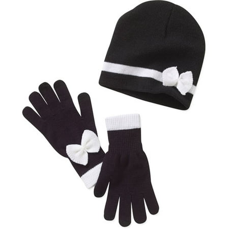 Womens' 2 Piece Bow Touch Glove and Beanie Hat Set - Walmart.com