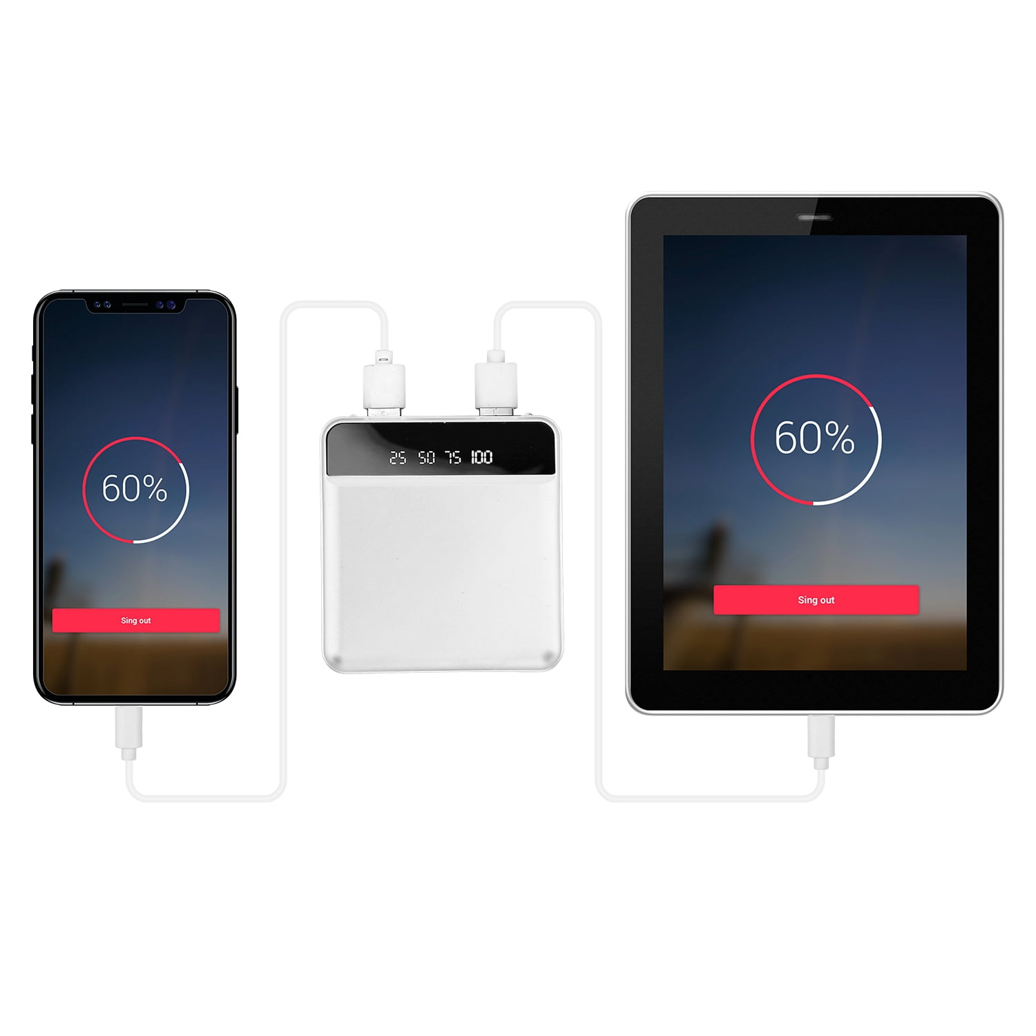 iMounTEK Portable Power Bank 10000mAh Mini Battery Charger With Dual Ports LCD Display