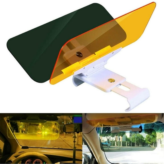 Car Sun Visor Anti-Glare Glass Goggles Mirror Clip-on Shield Sunshade for Day and Night Driving Universal