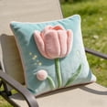 thumbnail image 5 of Tulip Print Faux Fur Throw Pillow Covers - 45cm Double-Sided Short Plush Cushion Cases, Spring Floral Decor for Sofa, Couch & Bedroom, No Insert, 5 of 8