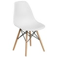 thumbnail image 3 of Emma + Oliver White Plastic Chair with Wooden Legs, 3 of 13