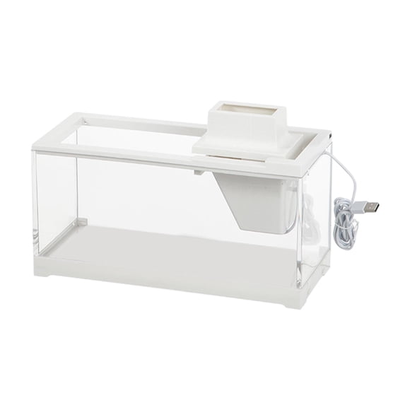 Pecera de escritorio, accesorios pequeños para acuario, bomba de aire transparente y silenciosa, con filtro de agua, pecera blanca para oficina de con luz